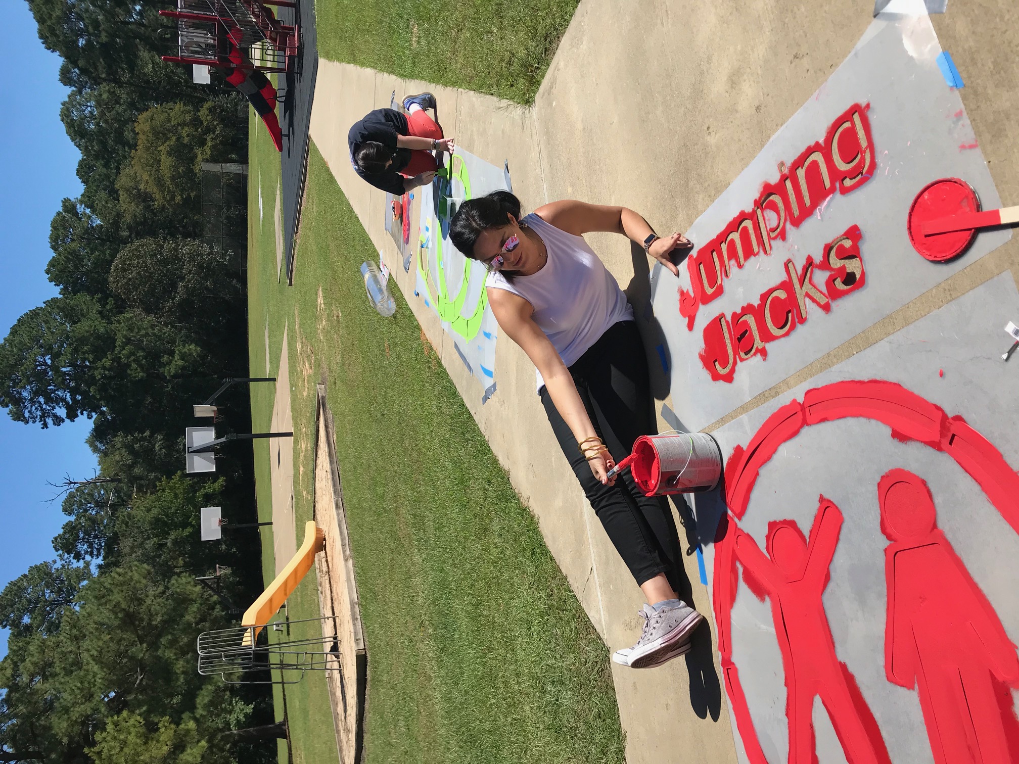 Painted stencils provide safe alternative to outdoor playground equipment during COVID-19